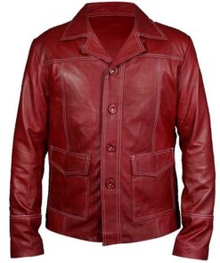 Men's Fight Club Tyler Durden Red Leather Coat