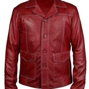 Men's Fight Club Tyler Durden Red Leather Coat