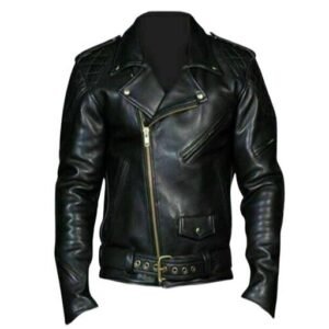 Men's Brando Classic Diamond Black leather biker Jacket