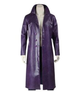 Men’s Craft Jared Leto The Suicide Squad Purple Leather Joker Trench Coat