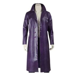 Men’s Craft Jared Leto The Suicide Squad Purple Leather Joker Trench Coat
