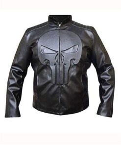 Black Skull Leather Jacket Men's The Punisher Thomas Jane 
