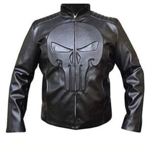 Black Skull Leather Jacket Men's The Punisher Thomas Jane