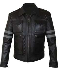 Resident Evil 6 Black Leather Jacket Leon Kennedy Jacket For Men