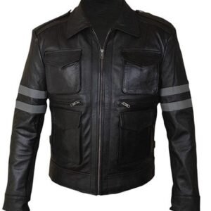 Resident Evil 6 Black Leather Jacket Leon Kennedy Jacket For Men