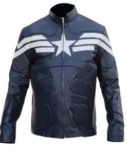 Men's The Winter Soldier Captain America Blue Leather Jacket