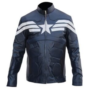 Men's The Winter Soldier Captain America Blue Leather Jacket