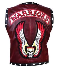 Men's Warriors Maroon Leather Vest