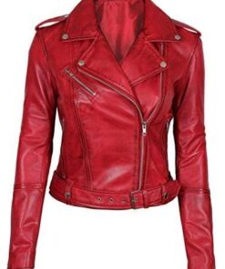 Women The Walking Dead Negan Red Leather Jacket