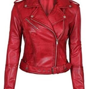 Women The Walking Dead Negan Red Leather Jacket
