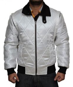 Men's Ryan Gosling White Drive Satin Jacket